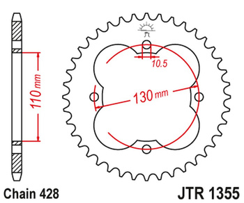 JT ZĘBATKA TYLNA 4355 48 HONDA TRX 90 '93-19', TRX 125 '87-88' (435548JT) (ŁAŃC.428)
