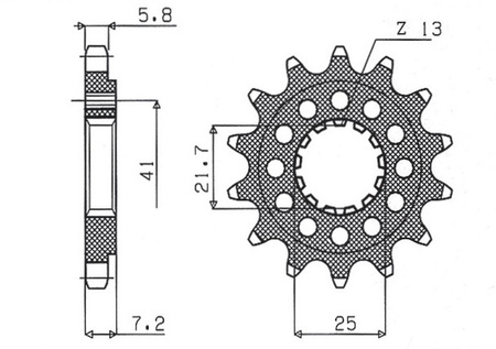 SUNSTAR ZĘBATKA PRZEDNIA KAWASAKI ZX-7R/RR '96-'03, ZX-10R '04-'15, SUZUKI GSXR 750 '00-'15, SV 1000S '03-'06 (KONWERSJA 520) (JTF1516.16) (ŁAŃC. 520)
