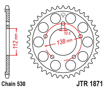 JT ZĘBATKA TYLNA 4448 48 YAMAHA R6 '99-'02 (444848JT) (ŁAŃC. 530) CZARNA