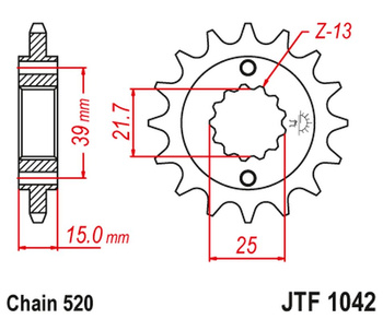 JT ZĘBATKA PRZEDNIA 2128 16 KYMCO 250 MXU/KXR/KXU '02-15' 300 MAXXER '05-16' (212816JT) (ŁAŃC. 520)
