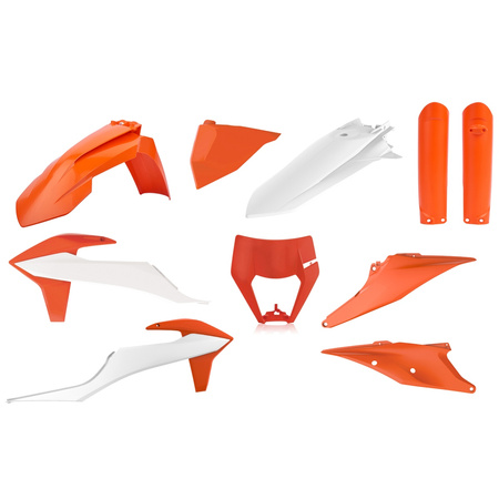 POLISPORT KOMPLET PLASTIKÓW (FULL KIT) KTM EXC/EXC-F TPI '20-'23 W ZESTAWIE OSŁONA LAMPY (8668600002) I OSŁONY AMORTYZATORÓW (8398600005) KOLOR POMARAŃCZOWO BIAŁY