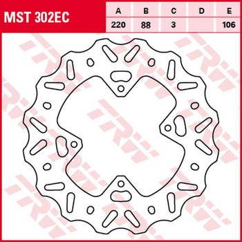 TRW ZF TARCZA HAMULCOWA PRZÓD HONDA CR 80R '96-'02, CR 85R '03-'08, CRF 150R '07-'15 (220X88X3MM) WAVE