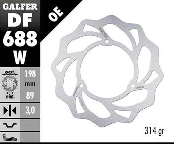GALFER TARCZA HAMULCOWA PRZÓD KTM SX 65 '98-23, HUSQVARNA TC 65 '17-23, GAS GAS MC 65 '21-23 (198X89X3MM) (3x6,5MM) WAVE