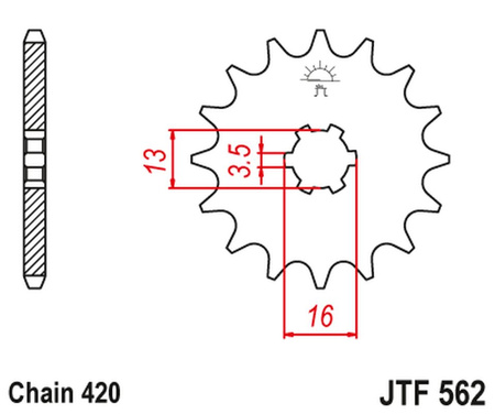 JT ZĘBATKA PRZEDNIA 415 09 KAWASAKI KFX 50 '03-'06, SUZUKI LTA 50 '02-'05, SUZUKI TS 50, YAMAHA DT 50MX (41509JT) (ŁAŃC. 420)