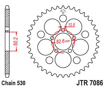 JT ZĘBATKA TYLNA HARLEY DAVIDSON XLH 883/1200 SPORTSTER (86-92) (ŁAŃC. 530)