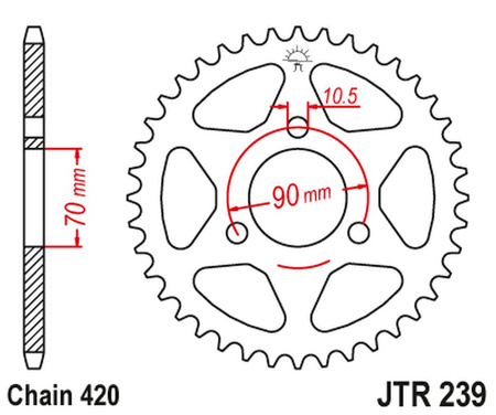 JT ZĘBATKA TYLNA 239 43 HONDA MTX 80R '83-'86, MBX 50 (23943JT) (ŁAŃC. 420)