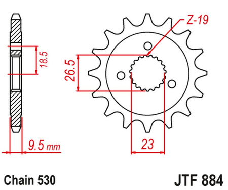 JT ZĘBATKA PRZEDNIA 884 21 HARLEY DAVIDSON XLH883 SPORTSTER '84-90'; XLH1200 SPORTSTER '84-90' (88421JT) (ŁAŃC. 530)