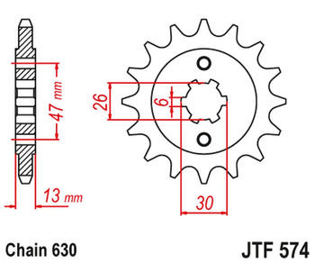 JT ZĘBATKA PRZEDNIA 574 16 YAMAHA XV 1000 '81-82', TR1 '81-85' (57416JT) (ŁAŃC. 630)