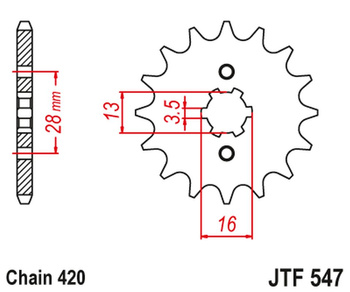 JT ZĘBATKA PRZEDNIA 547 13 YAMAHA RX 80 SE '82' (54713JT) (ŁAŃC. 420)