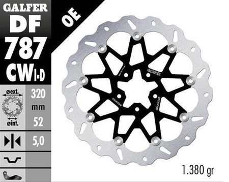 GALFER TARCZA HAMULCOWA PRZÓD KTM 690 DUKE '12-'16; 890 DUKE '20-'23; HUSQVARNA 701 SVARTPILEM '18-'19; VITPILEN '18-'19 (PRAWA) (WAVE FLOATING) (320X52X5MM)