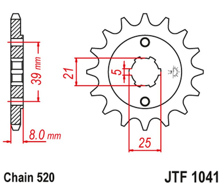 JT ZĘBATKA PRZEDNIA 2238 14 KYMCO 150 MXER / MXU '02-'15 (223814JT) (ŁAŃC. 520)