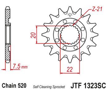 JT ZĘBATKA PRZEDNIA 2120 14 HONDA CR 125R '04-'07, CRF 250R/X '04-'17 SAMOOCZYSZCZAJĄCA (212014JT) (ŁAŃC. 520)
