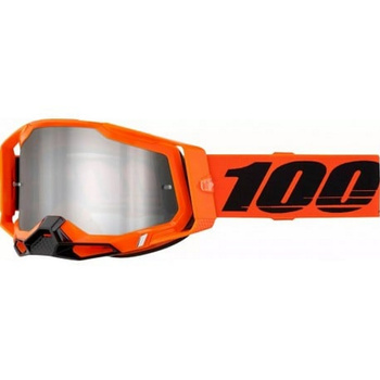 WYPRZEDAŻ 100 PROCENT GOGLE MODEL RACECRAFT 2 NEON ORANGE - SILVER FLASH LENS KOLOR POMARAŃCZOWY/CZARNY SZYBA SREBRNE LUSTRO