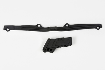 UFO KOMPLET ŚLIZG (KA03703001) + PROWADNICA (KA03750001) ŁAŃCUCHA KAWASAKI KX 125/250 '03-'17 KOLOR CZARNY