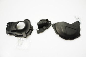 POLISPORT ZESTAW OSŁONA POKRYWY (DEKLA) ALTERNATORA ORAZ OSŁONA POKRYWY SPRZĘGŁA I OSŁONY POMPY WODY YAMAHA YZ 450F '18-'22 (8465300001+8471200001+8484500001) KOLOR CZARNY