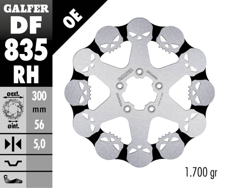 GALFER TARCZA HAMULCOWA PRZÓD HARLEY-DAVIDSON (300X56X5) SKULL (WZÓR CZASZKI)