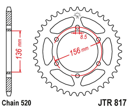 JT ZĘBATKA TYLNA 830 46 DERBI 659 MULHACEN '07-12, SUZUKI RGV/TV 250 '89-90 (83046JT) (ŁAŃC. 630)
