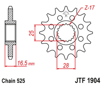 JT ZĘBATKA PRZEDNIA 2147 15 KTM 950/990/1050/1090/1190/1290 03-20 (214715JT) (ŁAŃC. 525)