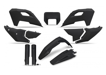 UFO KOMPLET PLASTIKÓW (FULL KIT) Z OSŁONAMI TELESKOPÓW (AMORTYZATORÓW) HUSQVARNA TE 150 / 250 / 300 '24, FE 250 / 350 / 450 / 501 '24, KOLOR CZARNY