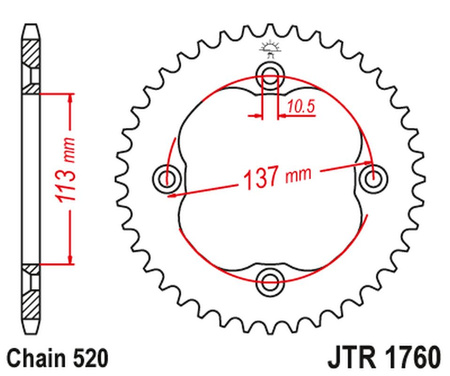 JT ZĘBATKA TYLNA 4509 38 SUZUKI LTZ 400 '09-'12 (450938JT) (ŁAŃC. 520)