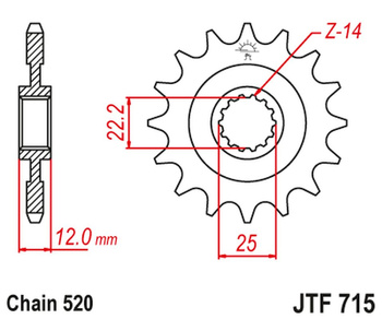 JT ZĘBATKA PRZEDNIA 2102 13 GAS GAS EC 125/200/250/300/400/450/515 '00-18' (210213JT) (ŁAŃC.520)