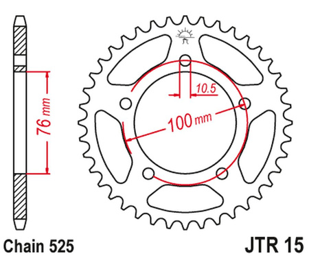 JT 2024/03 ZĘBATKA TYLNA 4456 43 BENELLI LEONCIO 500 '18-'20 (445643JT) (ŁAŃC. 525) (OEM: 60002P100000)