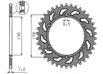 SUNSTAR ZĘBATKA TYLNA 4365 43 SUZUKI DR 650 SE '96-'12 (JTR1791.43) (ŁAŃC. 525) (436543JT)