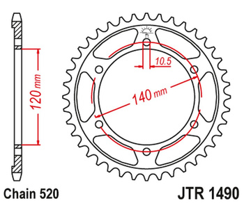 JT ZĘBATKA TYLNA 475 42 KAWASAKI KLR 250 84-05 (47542JT) (ŁAŃC. 520)