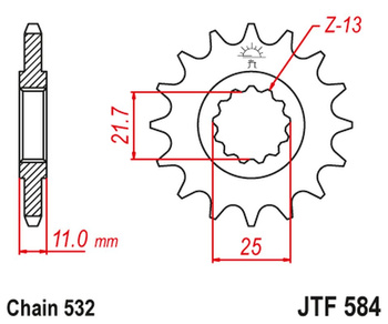 JT ZĘBATKA PRZEDNIA 442 15 YAMAHA R6 '99-'05, FZR 1000 (44215JT) (ŁAŃC. 532)