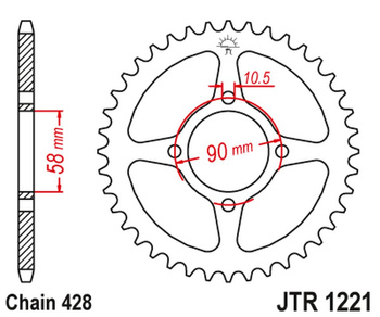 JT ZĘBATKA TYLNA 4669 42 HONDA CBR 125 11-17 (-2) (446942JT) (ŁAŃC. 428) OTWÓR NA ŚRUBĘ 10,5 - MOŻE BYŻ ZASTĄPIONA PRZEZ 269 42