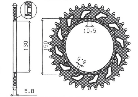 SUNSTAR ZĘBATKA TYLNA 236 53 / 245 53 HONDA NX 650 95-01, YAMAHA XJ 6 09-15, YAMAHA WR 250R '08-'10, APRILIA TUAREG RALLY 125 '90 (JTR245/2.53) (JTR245/3.53) (ŁAŃC. 520) (24553JT)
