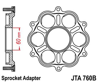 JT ADAPTER ZĘBATKI TYLNEJ DUCATI 1098/1099/1198, MULTISTRADA 1200, DIAVEL 1198
