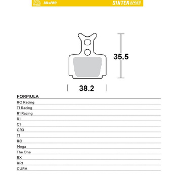 MOTO-MASTER WYPRZEDAŻ BIKE PRO KLOCKI HAMULCOWE ROWEROWE SINTER SPORT METALICZNE PASUJE DO FORMULA CURA, RO RACING, T1 RACING, R1 RACING, R1, C1, CR3, T1, RO, MEGA, THE ONE, RX, RR1