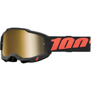 100 PROCENT GOGLE MODEL ACCURI 2 BOREGO - MIRROR GOLD LENS - KOLOR CZARNY/POMARAŃCZOWY SZYYBA ZŁOTE LUSTRO