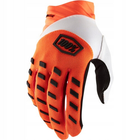 100 PROCENT RĘKAWICE CROSS/ENDURO MODEL AIRMATIC FLUO ORANGE KOLOR POMARAŃCZOWY FLUO/BIAŁY/CZARNY ROZMIAR M