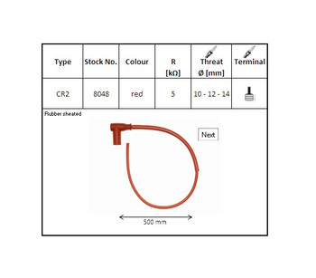NGK FAJKA NA ŚWIECE GUMOWA KĄTOWA (90) PRZEWÓD 50 CMM KOLOR CZERWONY (NR 8048)