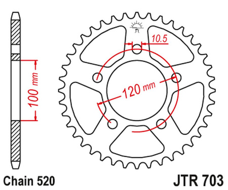 JT 2024/03 ZĘBATKA TYLNA 4396 43 APRILIA RS / TUONO 660 '21-'24, TOUNO FACTORY 660 '22, (439643JT) (ŁAŃC. 520) (OEM: CM306201)