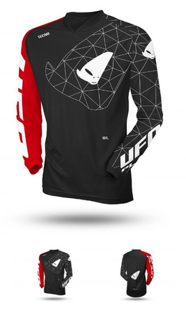 UFO KOSZULKA TECNO JERSEY CROSS KOLOR CZARNY CZERWONY ROZMIAR XXXL - KOLEKCJA 2024