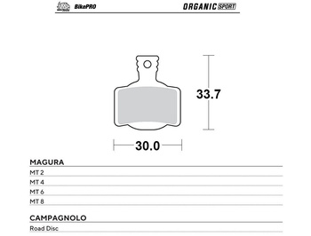 MOTO-MASTER WYPRZEDAŻ BIKE PRO KLOCKI HAMULCOWE ROWEROWE ORGANICZNE SPORT PASUJE DO MAGURA MT 2, MT 4, MT 6, MT 8, CAMPAGNOLO ROAD DISC