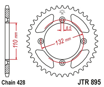 JT ZĘBATKA TYLNA 4486 49 KTM SX 85 '04-'18, 105 XC '07-'11 (448649JTZBK)* (ŁAŃC. 428) KOLOR CZARNY