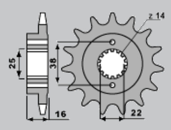 SUNSTAR ZĘBATKA PRZEDNIA 2075 14 DUCATI MONSTER 797 '17-18, SCRAMBLER 800 '17-18, SUPERSPORT 939 '17-18 (JTF736.14) (ŁAŃC. 520) (207514JT)