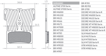 BRENTA BIKE KLOCKI HAMULCOWE ROWEROWE ORGANIC SPORT Z RADIATOREM MTB / SZOSA / ELEKTRYK PASUJE DO SHIMANO XTR BR-M9000, BR-M9020, BR-M987, BR-M988, BR-M985, XT BR-M8000, BR-M785, SLX BR-M7000, DEORE BR-M615