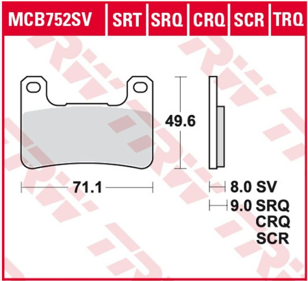 TRW ZF LUCAS KLOCKI HAMULCOWE KH379 SPIEK METALICZNY SINTER RACING (WYCZYNOWE NA TOR) (ZASTĘPUJE MCB752SRQ)