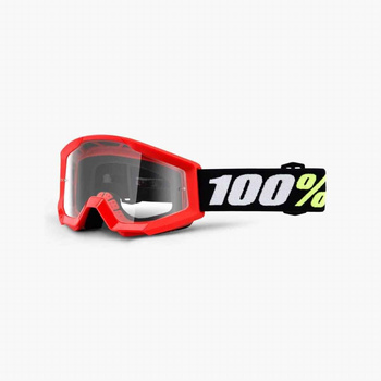 100 PROCENT GOGLE MODEL STRATA MINI RED JUNIOR / KID / DZIECIĘCE KOLOR CZERWONY SZYBKA PRZEŹROCZYSTA ANTI-FOG STARY KOD: 50600-003-02
