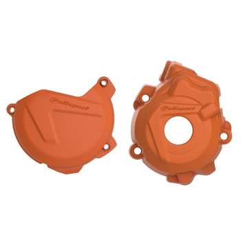POLISPORT ZESTAW OSŁONA POKRYWY (DEKLA) ALTERNATORA ORAZ OSŁONA POKRYWY SPRZĘGŁA KTM SX-F/XC-F 250/350 '09-'16; HUSQVARNA FC 250/350 '14-'15 KOLOR POMARAŃCZOWY (8461500002+8447800002)