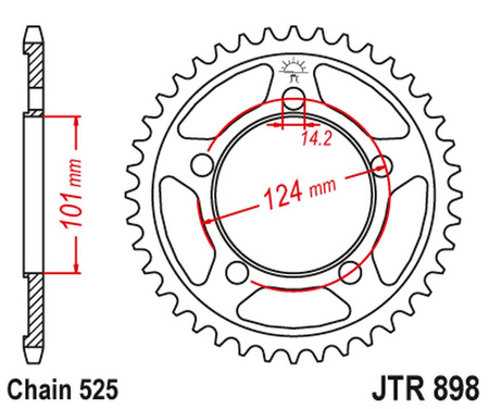 JT ZĘBATKA TYLNA 4508 41 KTM 950/990/1190 RC8 /DUKE/ SUPERMOTO (450841JTZBK) (ŁAŃC. 525) KOLOR CZARNY