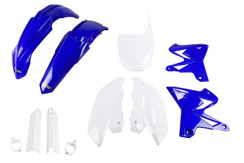 UFO KOMPLET PLASTIKÓW (FULL KIT) Z OSŁONAMI TELESKOPÓW (AMORTYZATORÓW) YAMAHA YZ 125 / 250 '08-'14 RESTYLING KOLOR OEM (NIEBIESKI BIAŁY)
