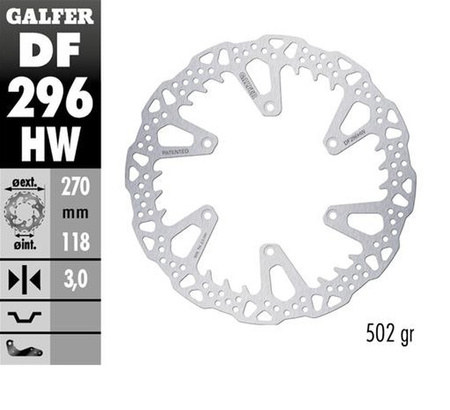 GALFER TARCZA HAMULCOWA PRZÓD YAMAHA YZ 125 '22-'24; YZ 250 '22-'24; YZ 250F '21-'24; YZ 450F '20-'24; WR 250F '17-'24; WR 450F '20-'24 (270X118X3MM) SHARK ENDURO MX