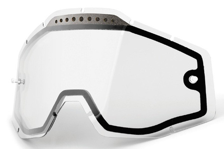 WYPRZEDAŻ 100 PROCENT SZYBA/SZYBKA ENDURO PODWÓJNA WENTYLOWANA DO GOGLI RACECRAFT 1 / ACCURI 1 / STRATA 1 CLEAR KOLOR PRZEŹROCZYSTY Z ANTI FOG STARY KOD 51006-010-02 STARSZY MODEL