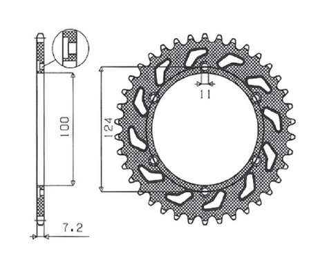 SUNSTAR ZĘBATKA TYLNA 4366 43 DUCATI 944 ST2 '97-'03, 992 ST3 '04-'07 (JTR745.43) (ŁAŃC.525) (436643JT)